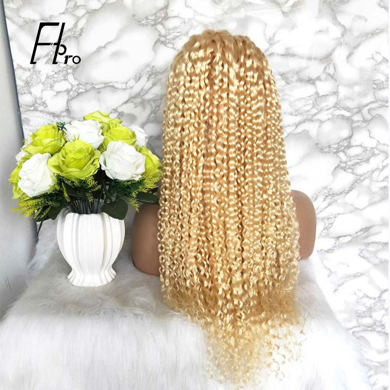 High Density 613# Blonde Full Lace Wig Kinky Curly Baby Hair